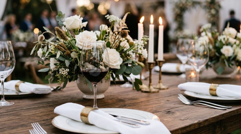 Close-up product photography of premium party rental supplie